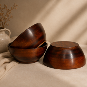 Premium Handcrafted Solid Wood Serving Bowls | Set of 3